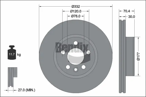 Bremsscheibe Vorderachse BENDIX Braking BDS2320HC