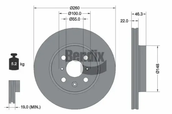 Bremsscheibe Vorderachse BENDIX Braking BDS2324 Bild Bremsscheibe Vorderachse BENDIX Braking BDS2324