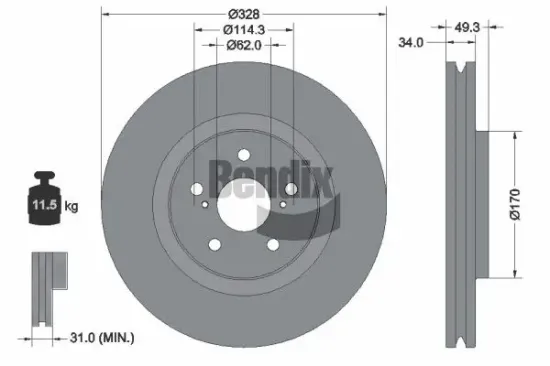 Bremsscheibe Vorderachse BENDIX Braking BDS2349HC Bild Bremsscheibe Vorderachse BENDIX Braking BDS2349HC