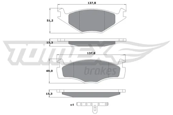 Bremsbelagsatz, Scheibenbremse TOMEX Brakes TX 10-14 Bild Bremsbelagsatz, Scheibenbremse TOMEX Brakes TX 10-14