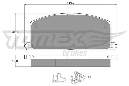 Bremsbelagsatz, Scheibenbremse Vorderachse TOMEX Brakes TX 10-17 Bild Bremsbelagsatz, Scheibenbremse Vorderachse TOMEX Brakes TX 10-17