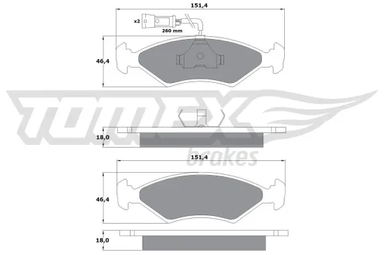 Bremsbelagsatz, Scheibenbremse TOMEX Brakes TX 10-281 Bild Bremsbelagsatz, Scheibenbremse TOMEX Brakes TX 10-281