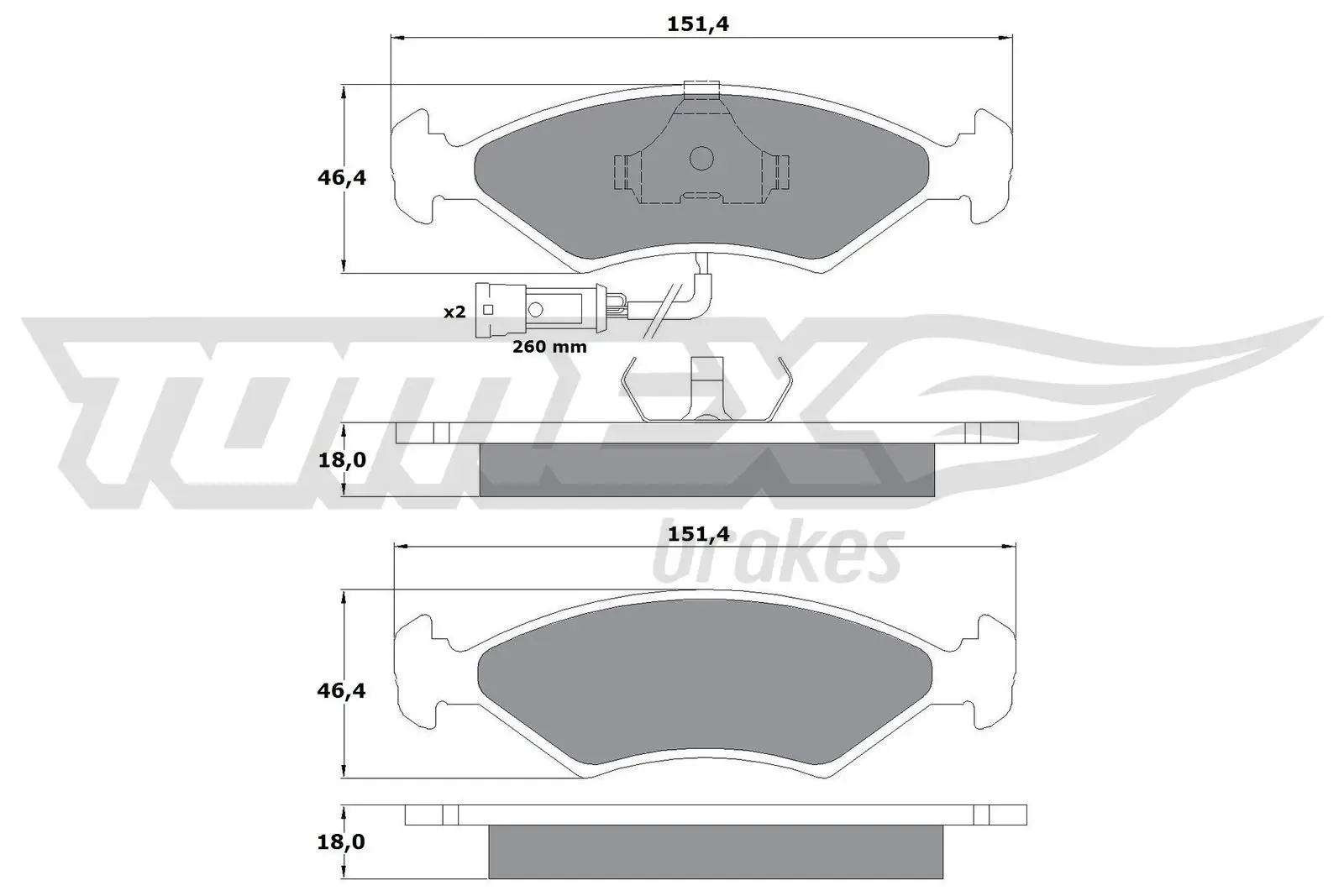 Bremsbelagsatz, Scheibenbremse Vorderachse TOMEX Brakes TX 10-282