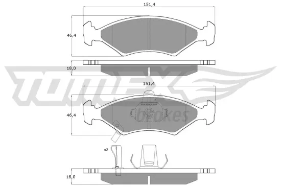 Bremsbelagsatz, Scheibenbremse Vorderachse TOMEX Brakes TX 10-29 Bild Bremsbelagsatz, Scheibenbremse Vorderachse TOMEX Brakes TX 10-29