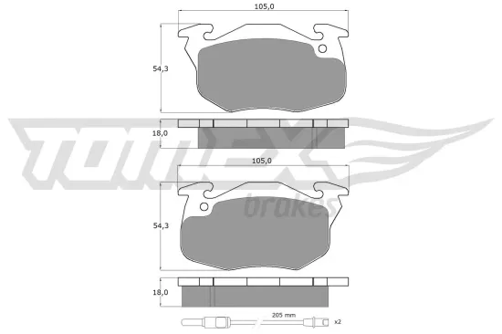 Bremsbelagsatz, Scheibenbremse Vorderachse TOMEX Brakes TX 10-34 Bild Bremsbelagsatz, Scheibenbremse Vorderachse TOMEX Brakes TX 10-34