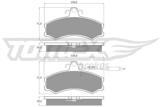 Bremsbelagsatz, Scheibenbremse Vorderachse TOMEX Brakes TX 10-46 Bild Bremsbelagsatz, Scheibenbremse Vorderachse TOMEX Brakes TX 10-46