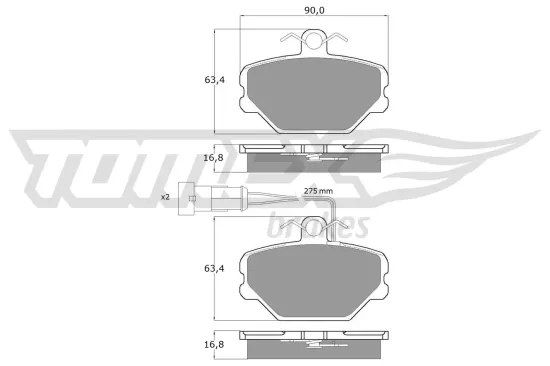 Bremsbelagsatz, Scheibenbremse Vorderachse TOMEX Brakes TX 10-61 Bild Bremsbelagsatz, Scheibenbremse Vorderachse TOMEX Brakes TX 10-61