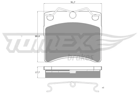 Bremsbelagsatz, Scheibenbremse Vorderachse TOMEX Brakes TX 10-64 Bild Bremsbelagsatz, Scheibenbremse Vorderachse TOMEX Brakes TX 10-64