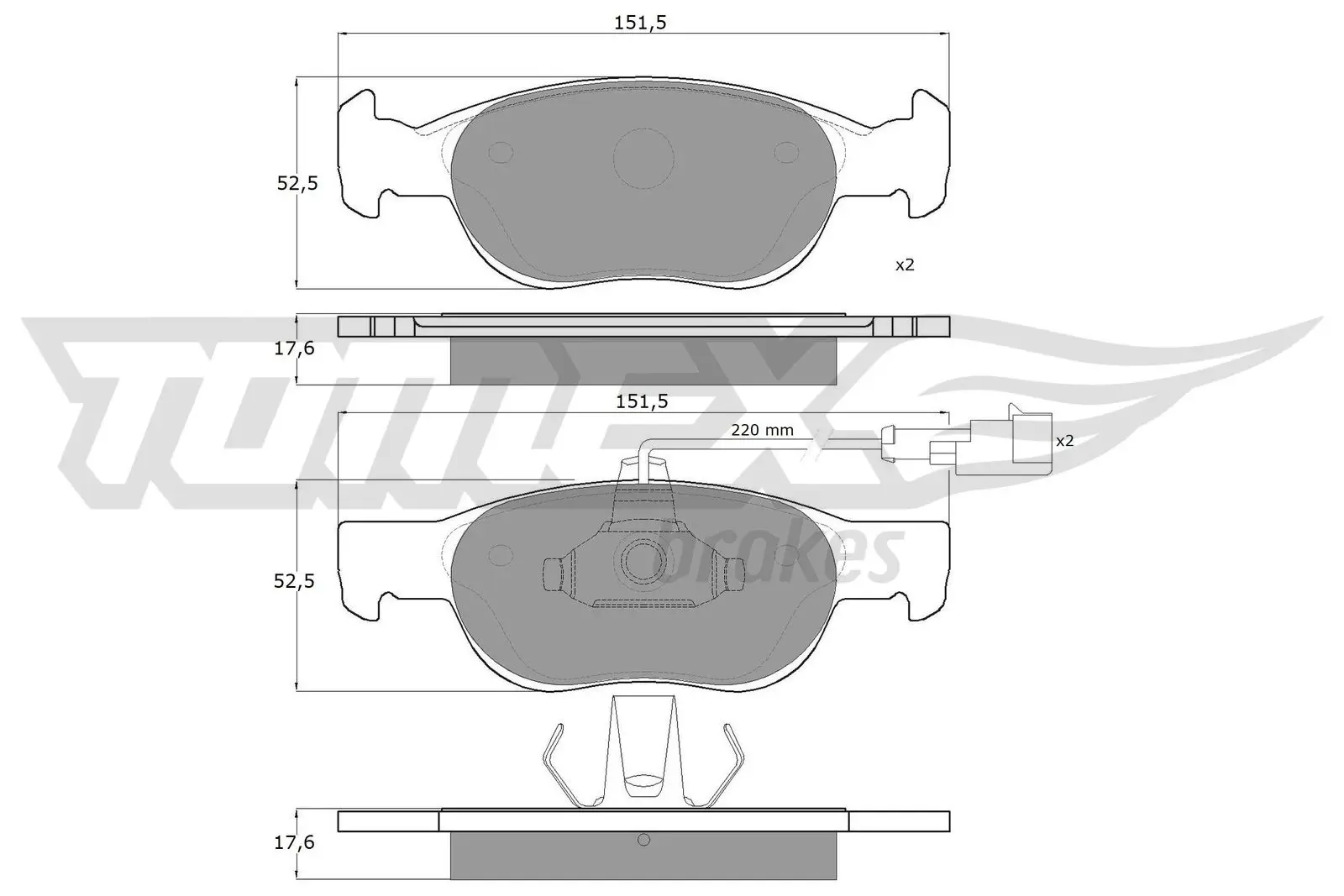 Bremsbelagsatz, Scheibenbremse Vorderachse TOMEX Brakes TX 10-711