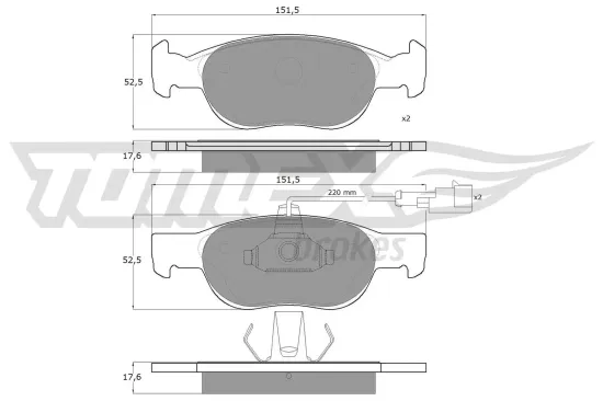 Bremsbelagsatz, Scheibenbremse Vorderachse TOMEX Brakes TX 10-711 Bild Bremsbelagsatz, Scheibenbremse Vorderachse TOMEX Brakes TX 10-711