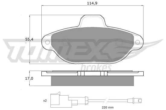 Bremsbelagsatz, Scheibenbremse Vorderachse TOMEX Brakes TX 10-72 Bild Bremsbelagsatz, Scheibenbremse Vorderachse TOMEX Brakes TX 10-72