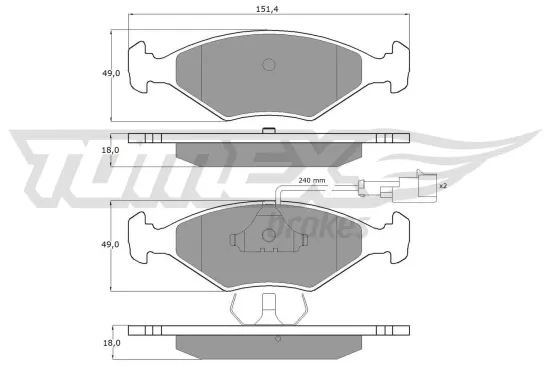 Bremsbelagsatz, Scheibenbremse Vorderachse TOMEX Brakes TX 10-791 Bild Bremsbelagsatz, Scheibenbremse Vorderachse TOMEX Brakes TX 10-791
