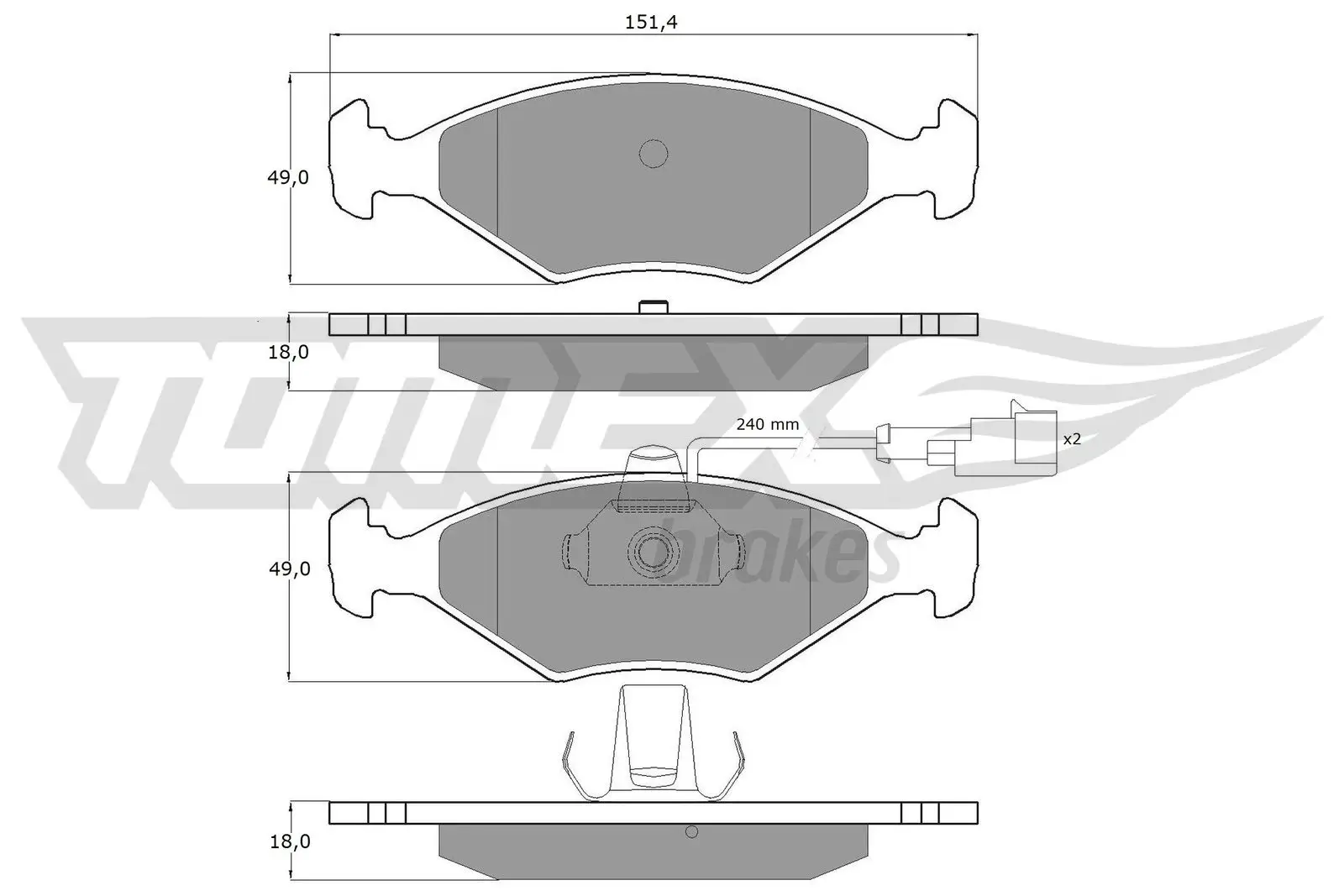 Bremsbelagsatz, Scheibenbremse Vorderachse TOMEX Brakes TX 10-794