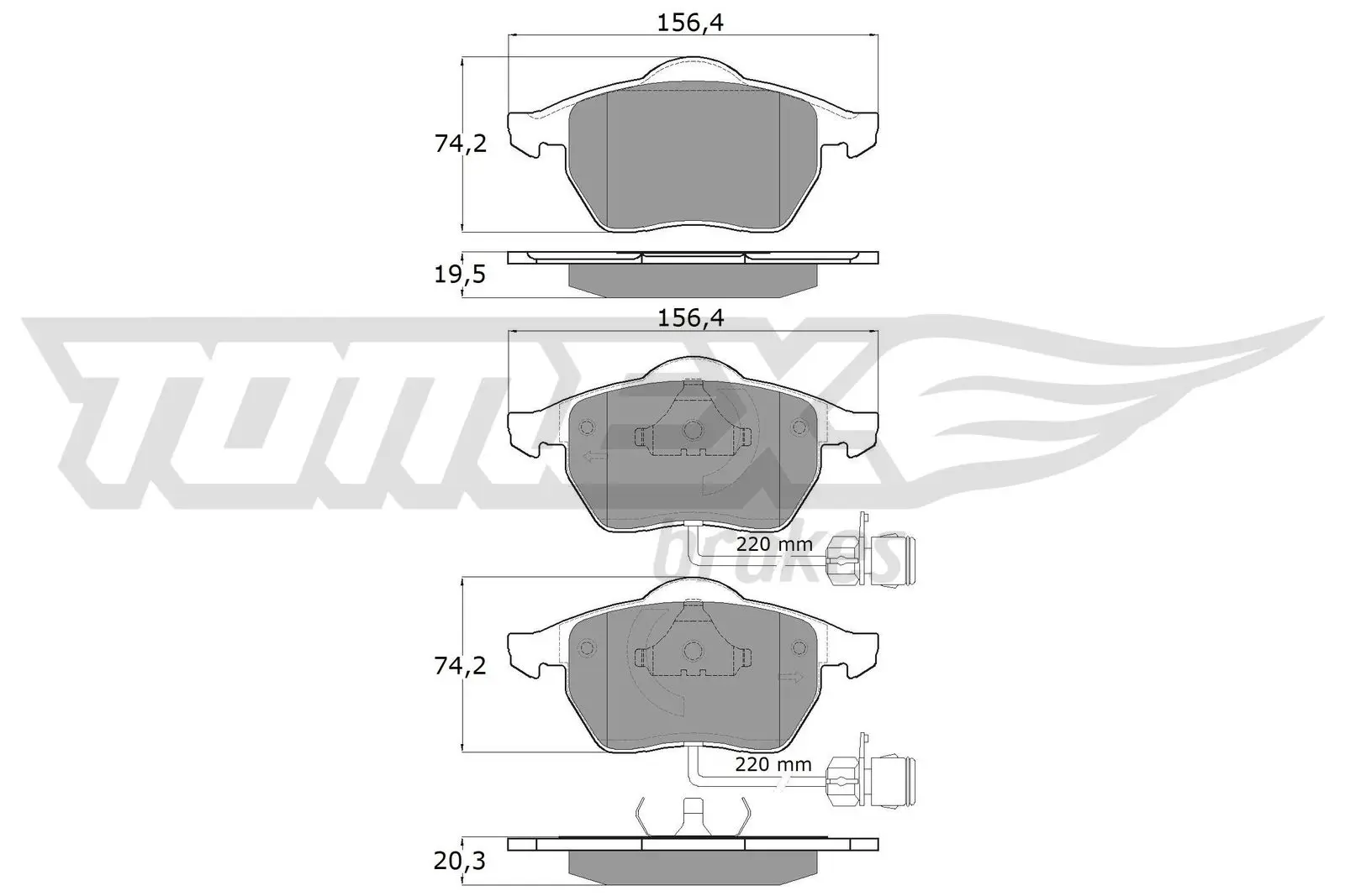 Bremsbelagsatz, Scheibenbremse Vorderachse TOMEX Brakes TX 10-941