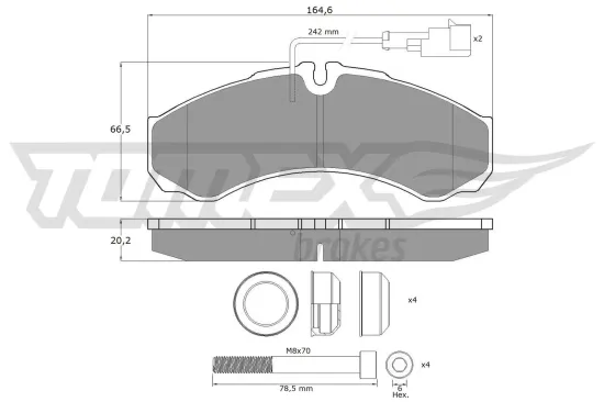 Bremsbelagsatz, Scheibenbremse Hinterachse TOMEX Brakes TX 11-112 Bild Bremsbelagsatz, Scheibenbremse Hinterachse TOMEX Brakes TX 11-112