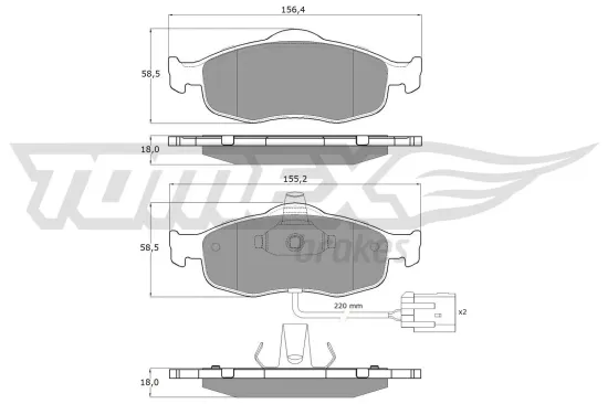 Bremsbelagsatz, Scheibenbremse Vorderachse TOMEX Brakes TX 11-191 Bild Bremsbelagsatz, Scheibenbremse Vorderachse TOMEX Brakes TX 11-191