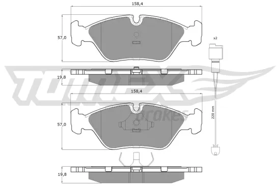 Bremsbelagsatz, Scheibenbremse Vorderachse TOMEX Brakes TX 11-291 Bild Bremsbelagsatz, Scheibenbremse Vorderachse TOMEX Brakes TX 11-291