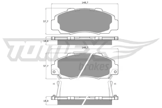 Bremsbelagsatz, Scheibenbremse Vorderachse TOMEX Brakes TX 11-37 Bild Bremsbelagsatz, Scheibenbremse Vorderachse TOMEX Brakes TX 11-37
