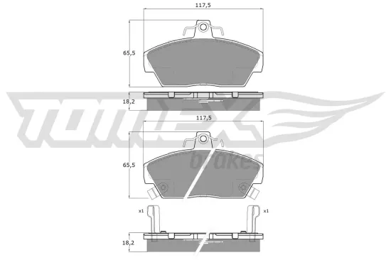 Bremsbelagsatz, Scheibenbremse Vorderachse TOMEX Brakes TX 11-39 Bild Bremsbelagsatz, Scheibenbremse Vorderachse TOMEX Brakes TX 11-39