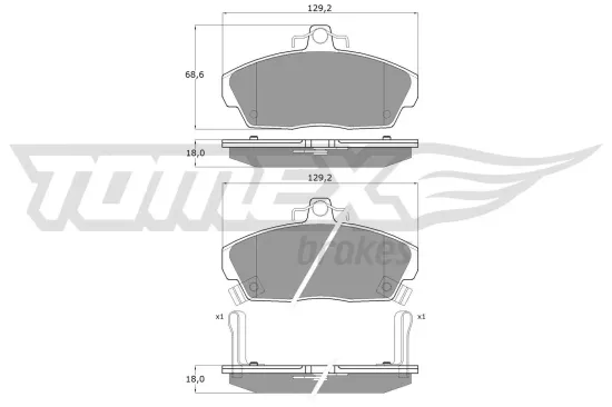 Bremsbelagsatz, Scheibenbremse Vorderachse TOMEX Brakes TX 11-51 Bild Bremsbelagsatz, Scheibenbremse Vorderachse TOMEX Brakes TX 11-51