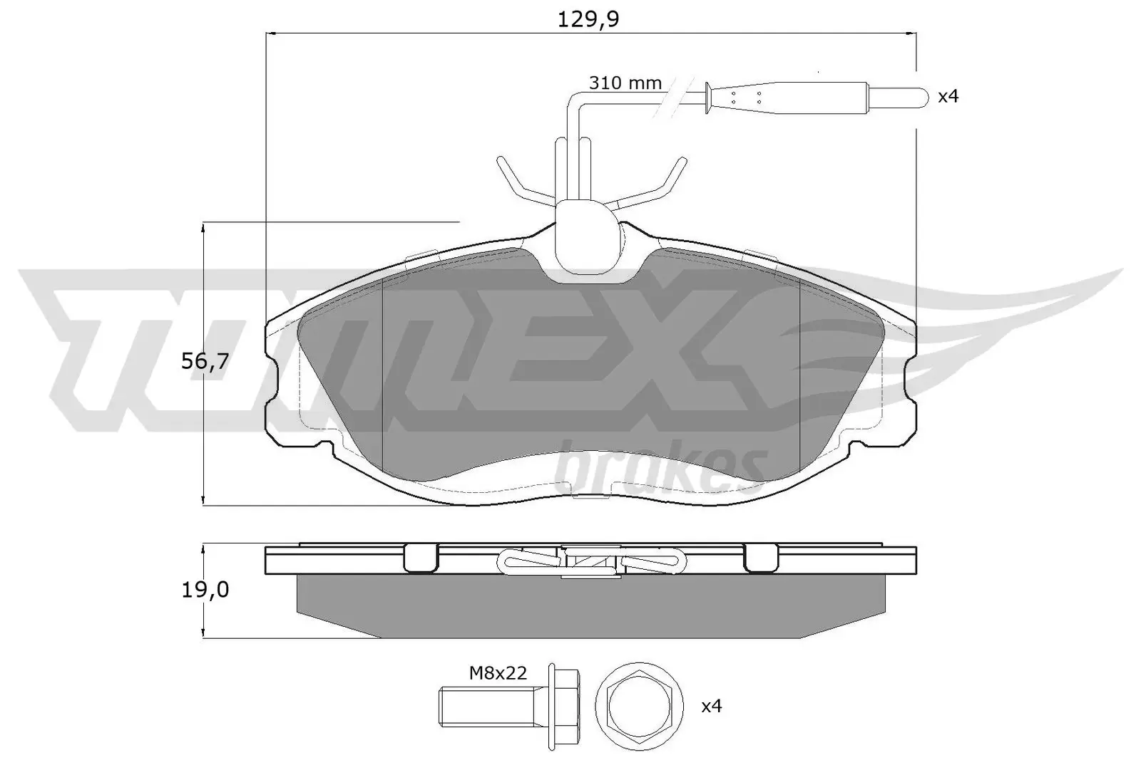 Bremsbelagsatz, Scheibenbremse Vorderachse TOMEX Brakes TX 11-62