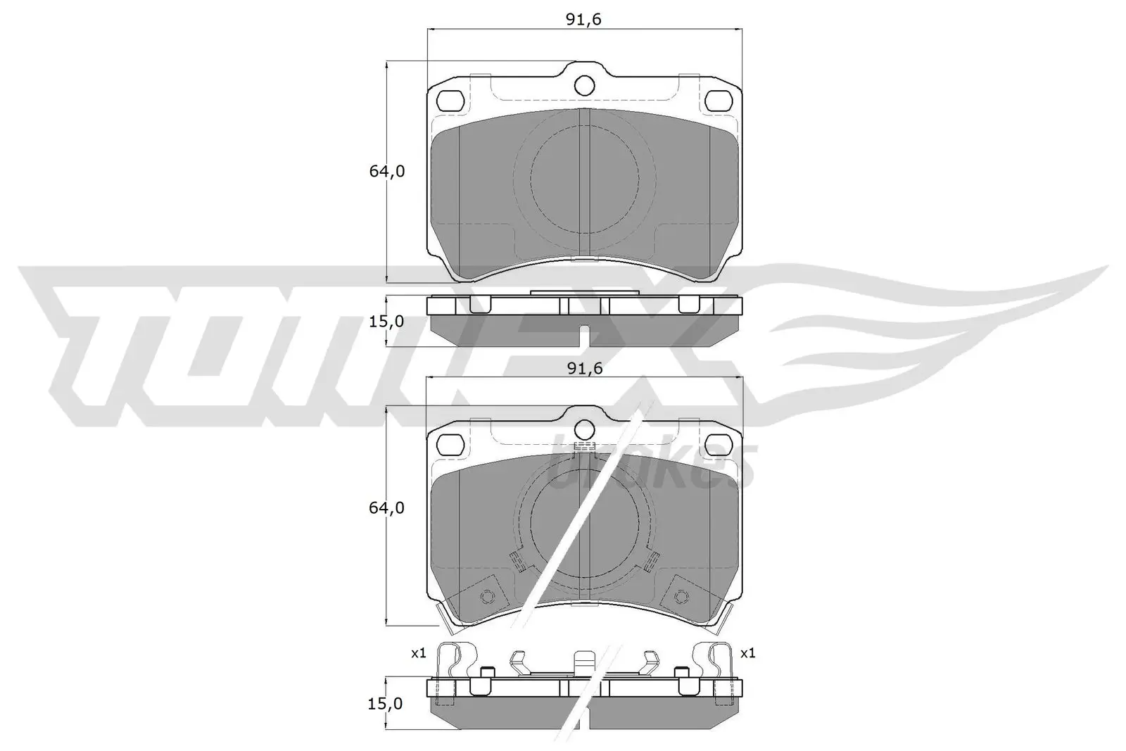 Bremsbelagsatz, Scheibenbremse Vorderachse TOMEX Brakes TX 11-77