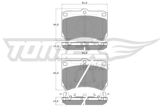 Bremsbelagsatz, Scheibenbremse Vorderachse TOMEX Brakes TX 11-77 Bild Bremsbelagsatz, Scheibenbremse Vorderachse TOMEX Brakes TX 11-77