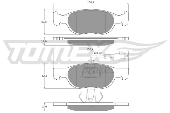 Bremsbelagsatz, Scheibenbremse Vorderachse TOMEX Brakes TX 11-87 Bild Bremsbelagsatz, Scheibenbremse Vorderachse TOMEX Brakes TX 11-87
