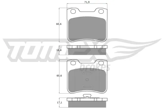 Bremsbelagsatz, Scheibenbremse Vorderachse TOMEX Brakes TX 11-96 Bild Bremsbelagsatz, Scheibenbremse Vorderachse TOMEX Brakes TX 11-96