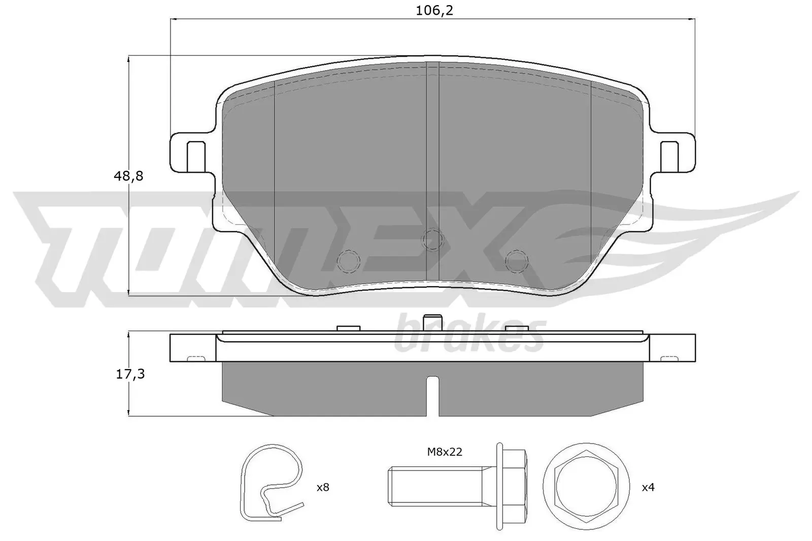 Bremsbelagsatz, Scheibenbremse Hinterachse TOMEX Brakes TX 12-08