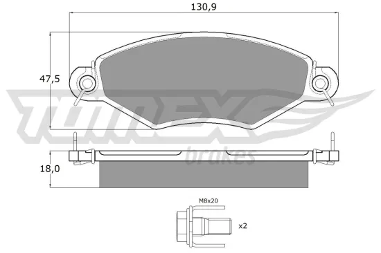 Bremsbelagsatz, Scheibenbremse Vorderachse TOMEX Brakes TX 12-15 Bild Bremsbelagsatz, Scheibenbremse Vorderachse TOMEX Brakes TX 12-15