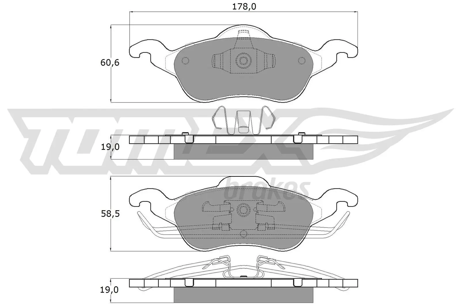 Bremsbelagsatz, Scheibenbremse Vorderachse TOMEX Brakes TX 12-17