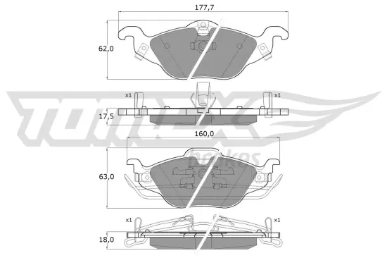 Bremsbelagsatz, Scheibenbremse Vorderachse TOMEX Brakes TX 12-21 Bild Bremsbelagsatz, Scheibenbremse Vorderachse TOMEX Brakes TX 12-21