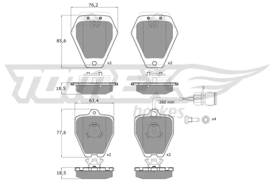 Bremsbelagsatz, Scheibenbremse Vorderachse TOMEX Brakes TX 12-26 Bild Bremsbelagsatz, Scheibenbremse Vorderachse TOMEX Brakes TX 12-26