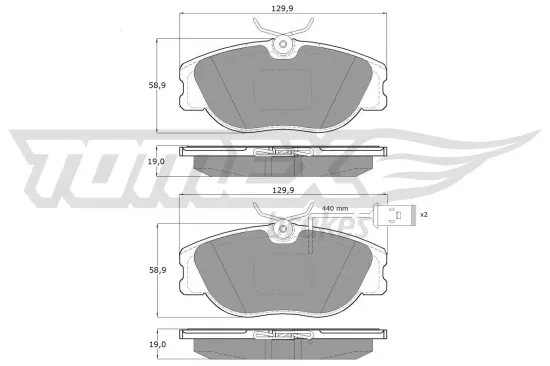 Bremsbelagsatz, Scheibenbremse Vorderachse TOMEX Brakes TX 12-441 Bild Bremsbelagsatz, Scheibenbremse Vorderachse TOMEX Brakes TX 12-441
