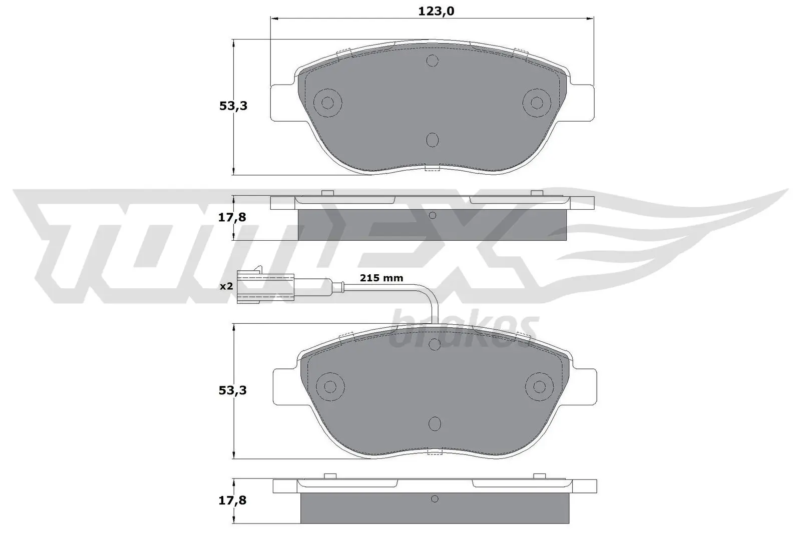 Bremsbelagsatz, Scheibenbremse Vorderachse TOMEX Brakes TX 12-482