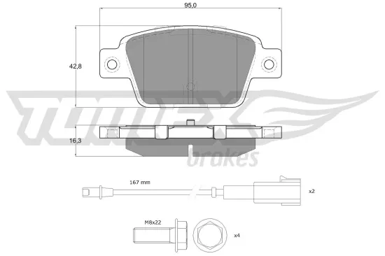 Bremsbelagsatz, Scheibenbremse Hinterachse TOMEX Brakes TX 12-511 Bild Bremsbelagsatz, Scheibenbremse Hinterachse TOMEX Brakes TX 12-511
