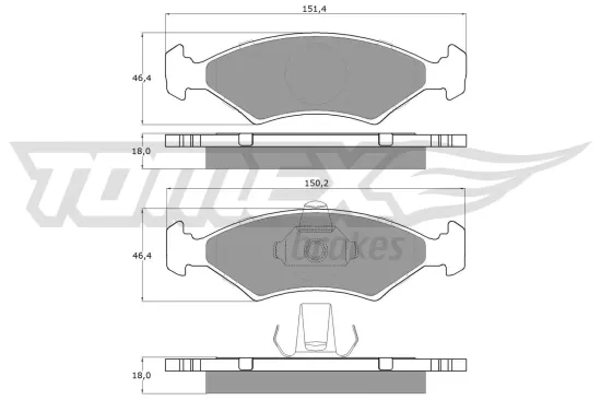 Bremsbelagsatz, Scheibenbremse Vorderachse TOMEX Brakes TX 12-52 Bild Bremsbelagsatz, Scheibenbremse Vorderachse TOMEX Brakes TX 12-52