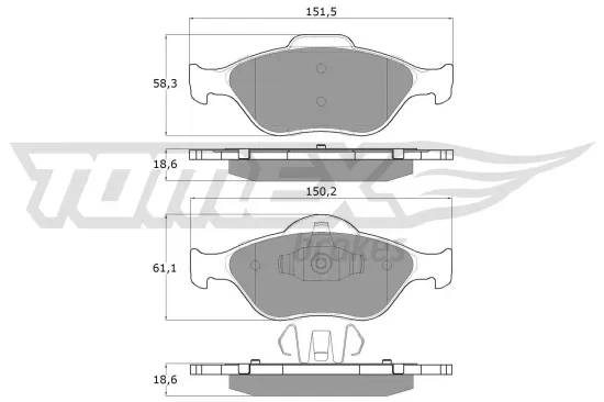 Bremsbelagsatz, Scheibenbremse Vorderachse TOMEX Brakes TX 12-55 Bild Bremsbelagsatz, Scheibenbremse Vorderachse TOMEX Brakes TX 12-55