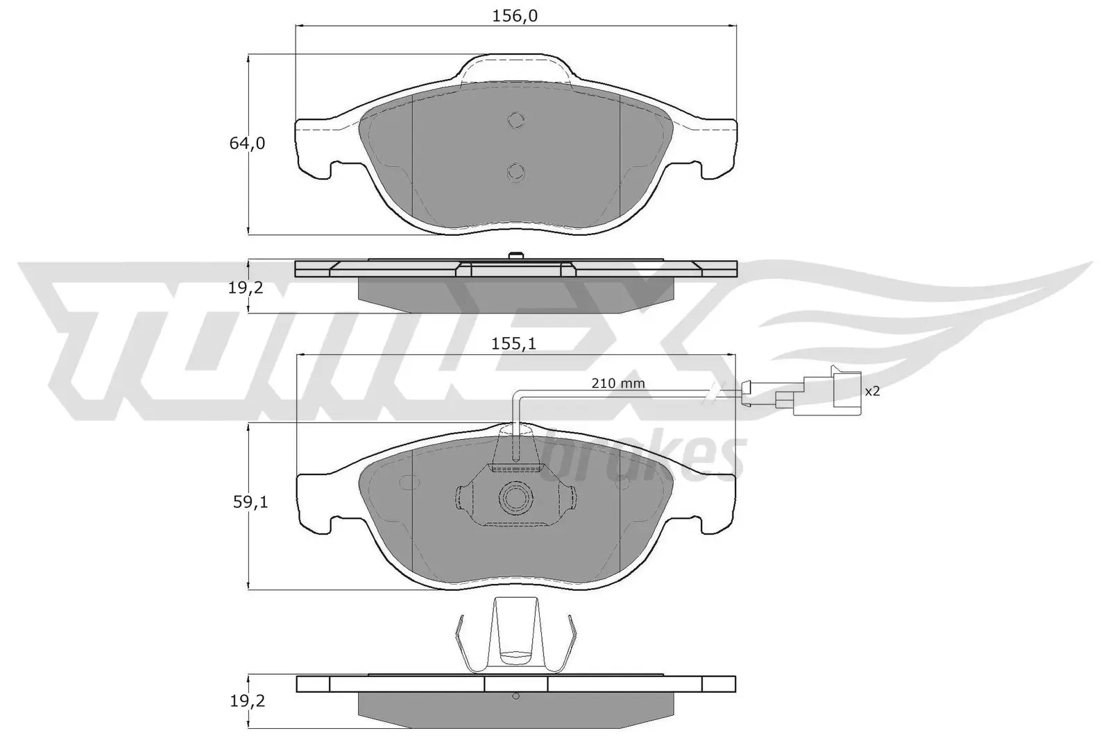 Bremsbelagsatz, Scheibenbremse Vorderachse TOMEX Brakes TX 12-69
