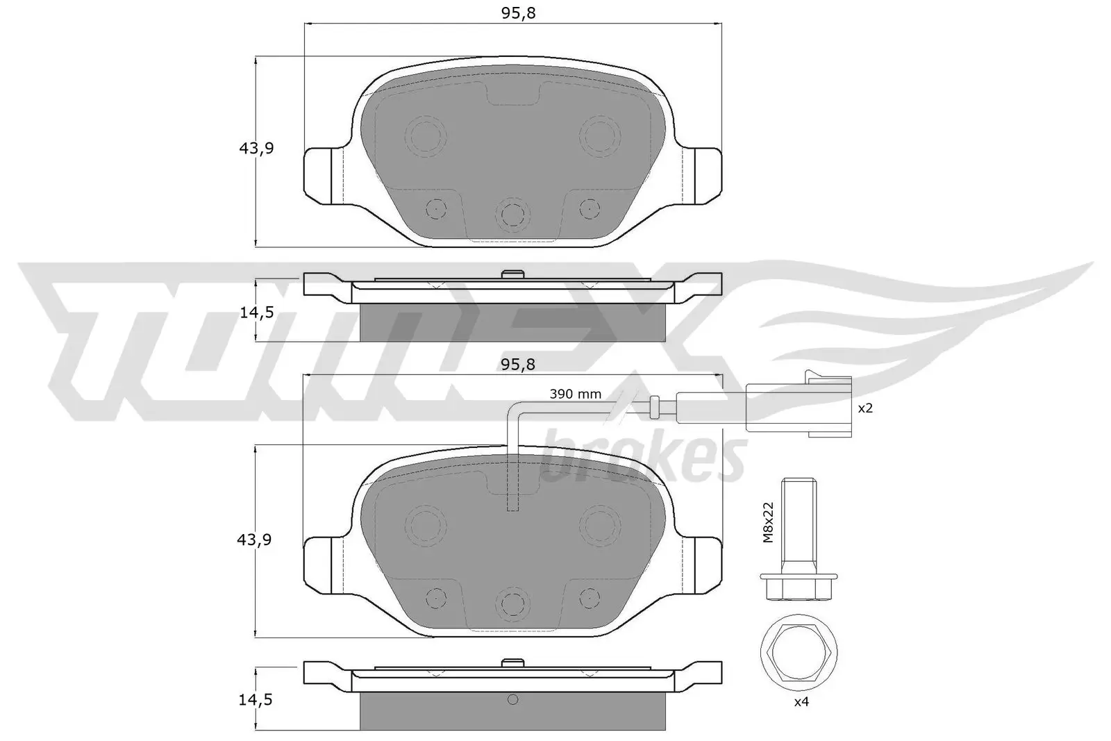 Bremsbelagsatz, Scheibenbremse Hinterachse TOMEX Brakes TX 12-702