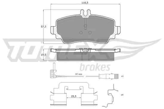 Bremsbelagsatz, Scheibenbremse Vorderachse TOMEX Brakes TX 12-751 Bild Bremsbelagsatz, Scheibenbremse Vorderachse TOMEX Brakes TX 12-751