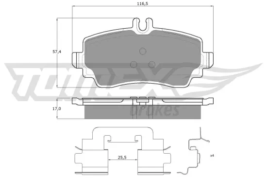 Bremsbelagsatz, Scheibenbremse Vorderachse TOMEX Brakes TX 12-76 Bild Bremsbelagsatz, Scheibenbremse Vorderachse TOMEX Brakes TX 12-76