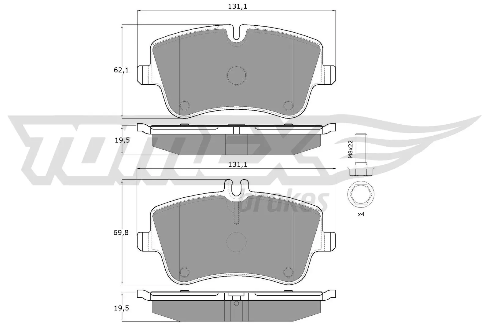 Bremsbelagsatz, Scheibenbremse Vorderachse TOMEX Brakes TX 12-78