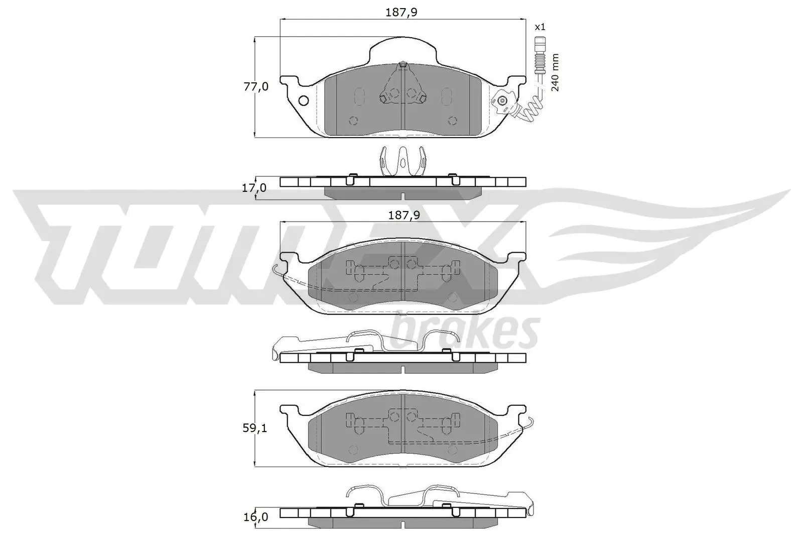 Bremsbelagsatz, Scheibenbremse Vorderachse TOMEX Brakes TX 12-83