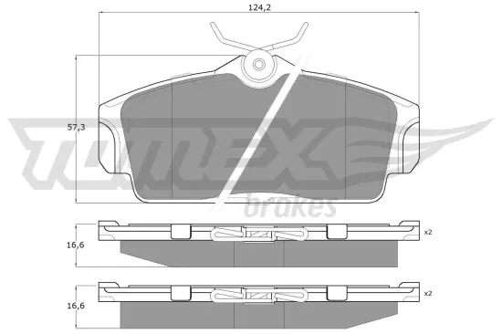 Bremsbelagsatz, Scheibenbremse Vorderachse TOMEX Brakes TX 12-92 Bild Bremsbelagsatz, Scheibenbremse Vorderachse TOMEX Brakes TX 12-92