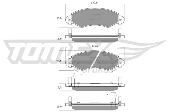 Bremsbelagsatz, Scheibenbremse Vorderachse TOMEX Brakes TX 12-96 Bild Bremsbelagsatz, Scheibenbremse Vorderachse TOMEX Brakes TX 12-96