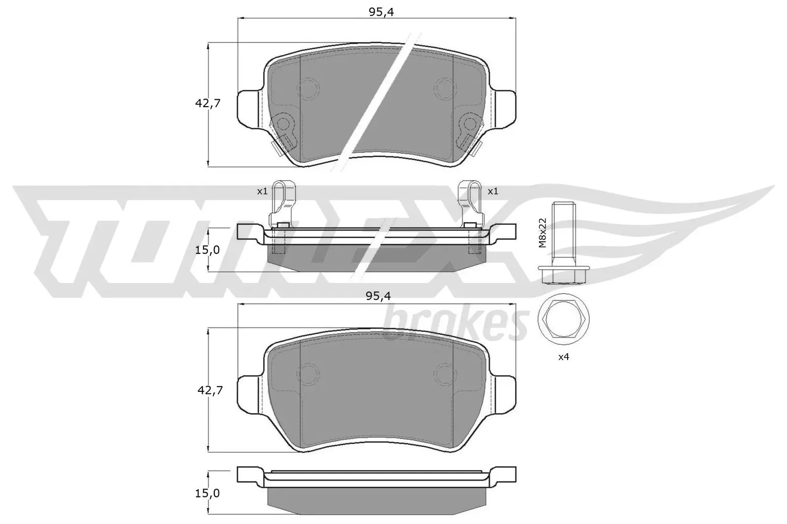 Bremsbelagsatz, Scheibenbremse Hinterachse TOMEX Brakes TX 12-97