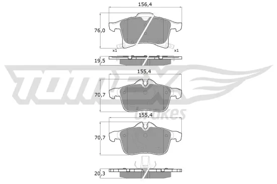 Bremsbelagsatz, Scheibenbremse Vorderachse TOMEX Brakes TX 13-00 Bild Bremsbelagsatz, Scheibenbremse Vorderachse TOMEX Brakes TX 13-00