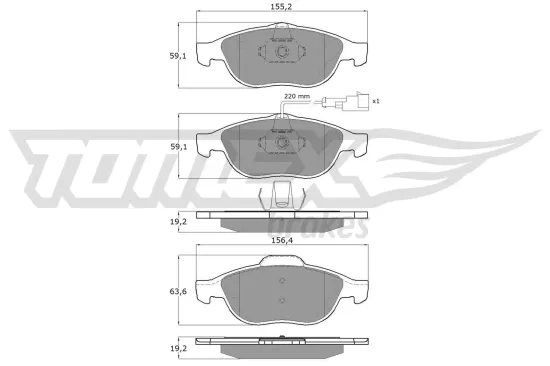Bremsbelagsatz, Scheibenbremse Vorderachse TOMEX Brakes TX 13-10 Bild Bremsbelagsatz, Scheibenbremse Vorderachse TOMEX Brakes TX 13-10